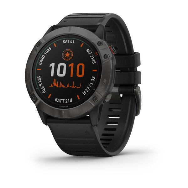 Buy online Garmin Fenix 6 X Pro Solar Titanium Carbon Gray with Black Band at low price get delivery worldwide